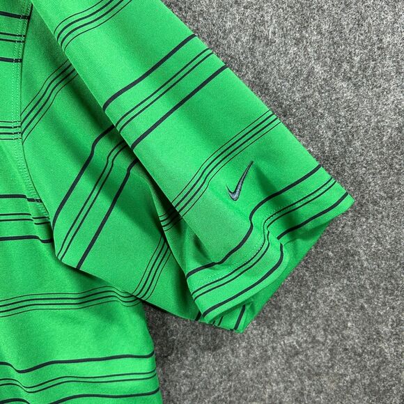 Nike Polo Shirt Men’s Extra Large Green Striped Golf Dri-Fit Performance Casual - Picture 3 of 10
